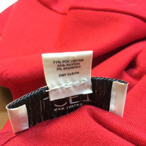 Ann Taylor Loft Dress Sz 16 Womans Red Black Brown Knit Colorblock Short Sleeve - Picture 5 of 12